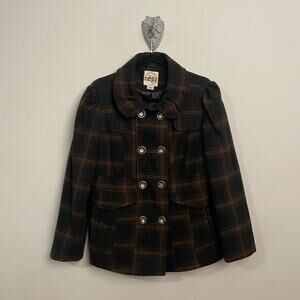 Hydraulic XL tartan plaid jacket brown black flounce dark academia blazer corp